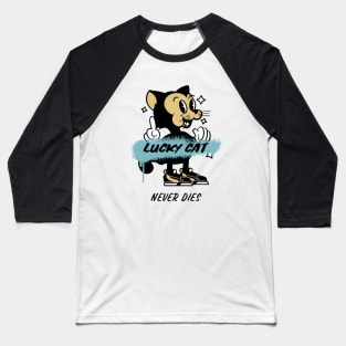 Lucky Cat Never Dies Baseball T-Shirt